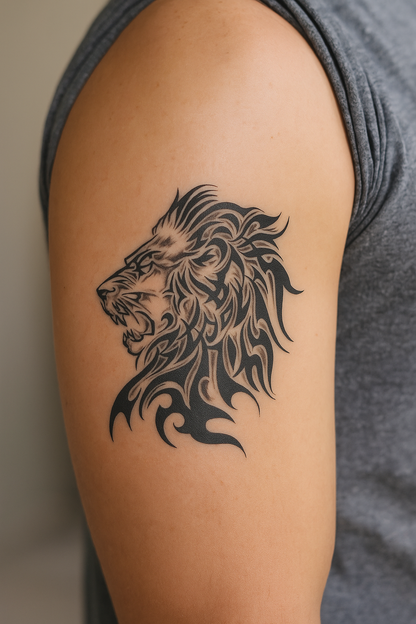 Tribal Lion Head Tattoo