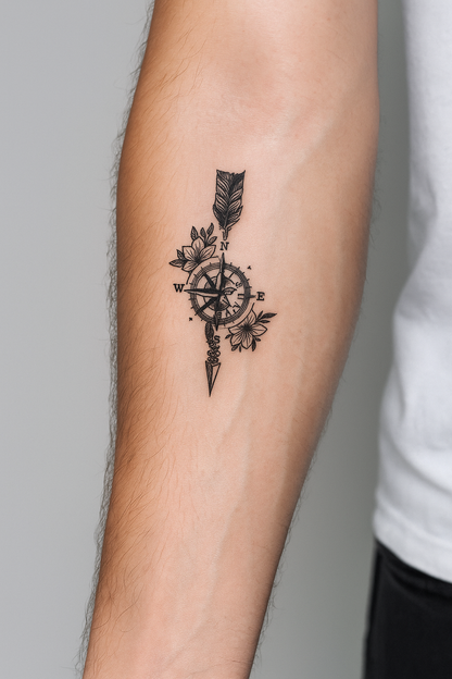 The Compass of Flowers Tattoo