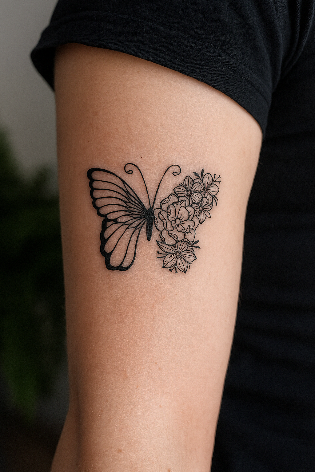 Floral Butterfly Tattoo