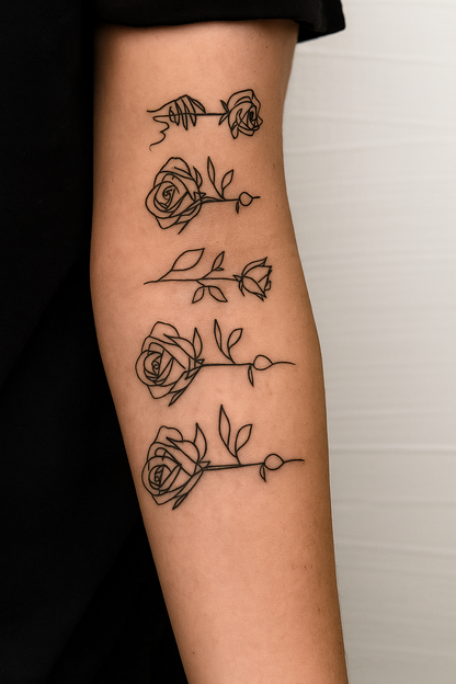 Rose Line Art Tattoo