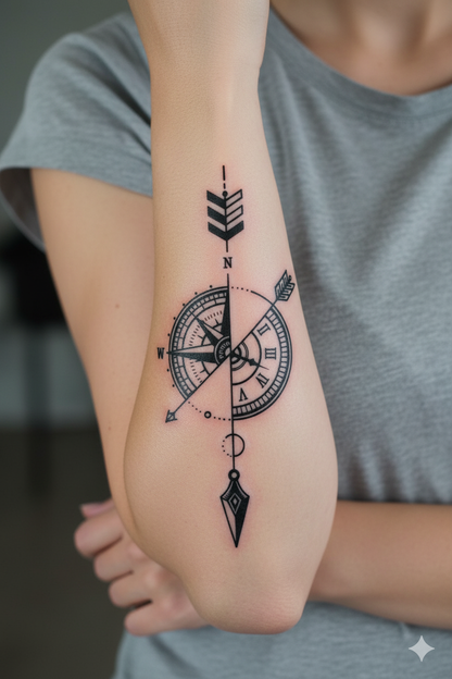 Compass & Clock Tattoo