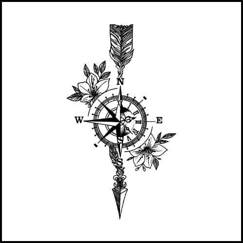 The Compass of Flowers Tattoo